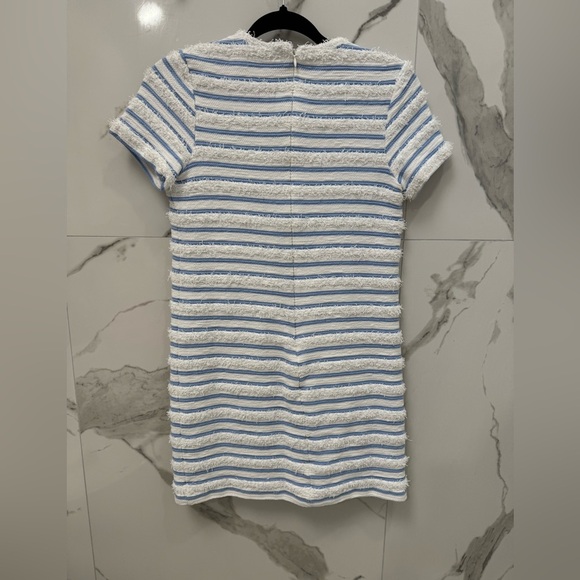ENGLISH FACTORY Fringe Striped Polo Blue and White Mini Dress - Picture 5 of 5